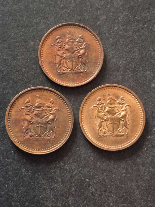 3 x Rhodesia One Cents 1970(excellent condition)