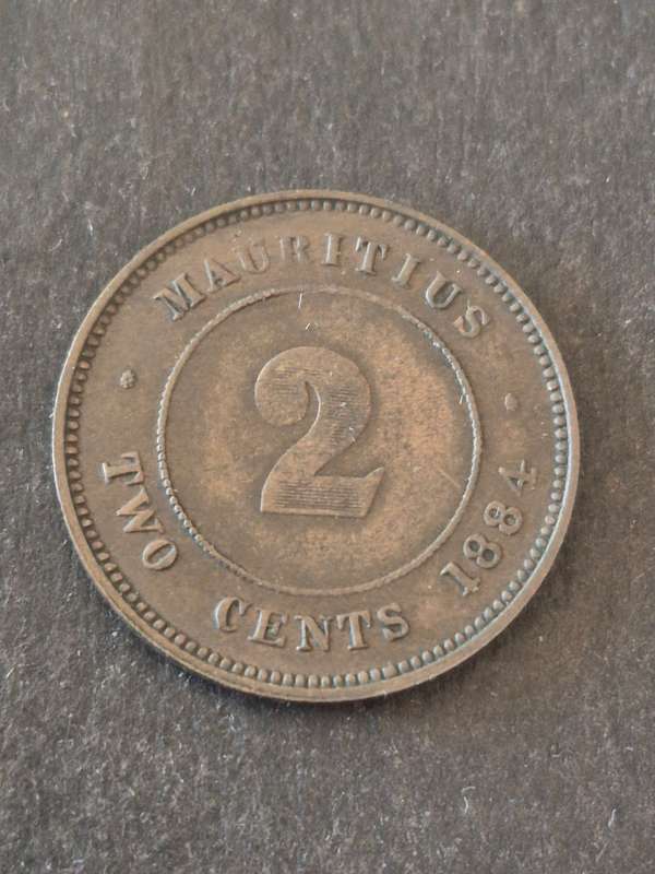 Mauritius 2 Cents 1884 Queen Victoria (nice condition)