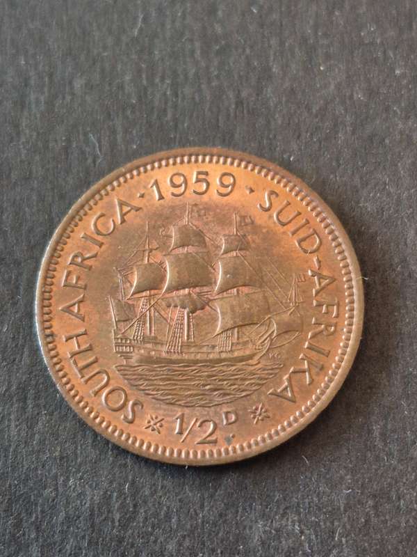 Union 1/2 Penny 1959 EF+/UNC