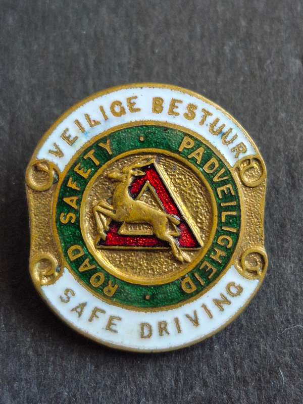Vintage Road Safety Safe Driving Enamel Lapel Badge