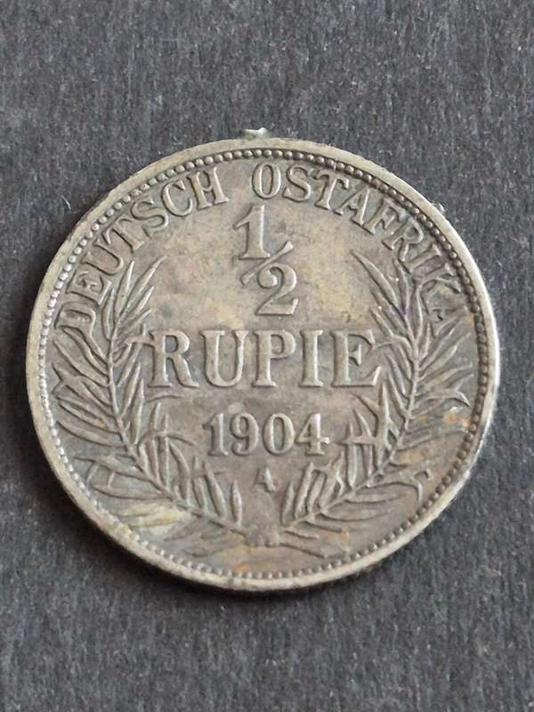 Deutsche Ostafrika 1/2 Rupie 1904A ex mount