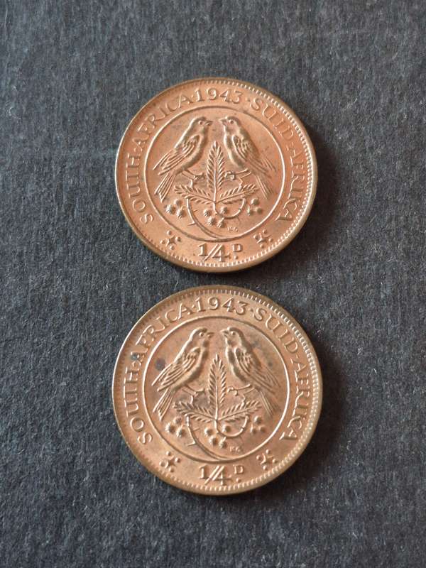 2 x Union Farthing 1943 EF+/UNC