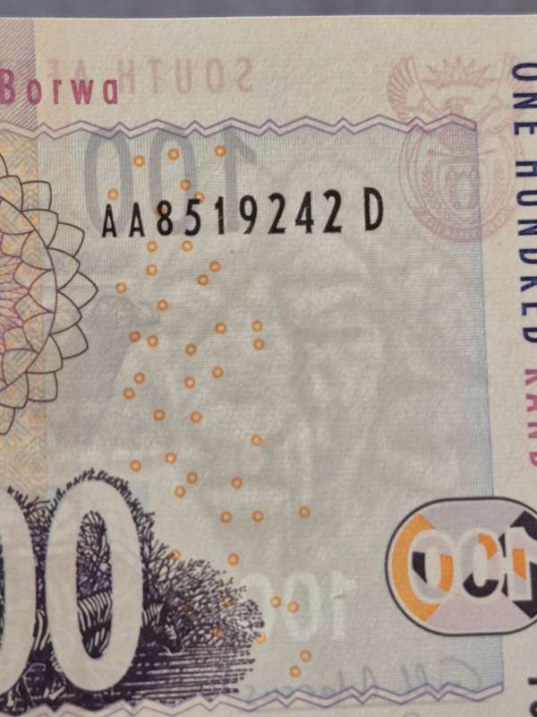 Gill Marcus One Hundred Rand 1st issue AA series (excellent condition)