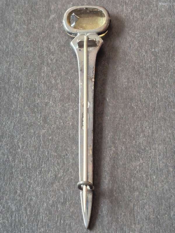 Citrine Kilt Pin Hallmark Silver total weight 8.6g Makers Mark RA