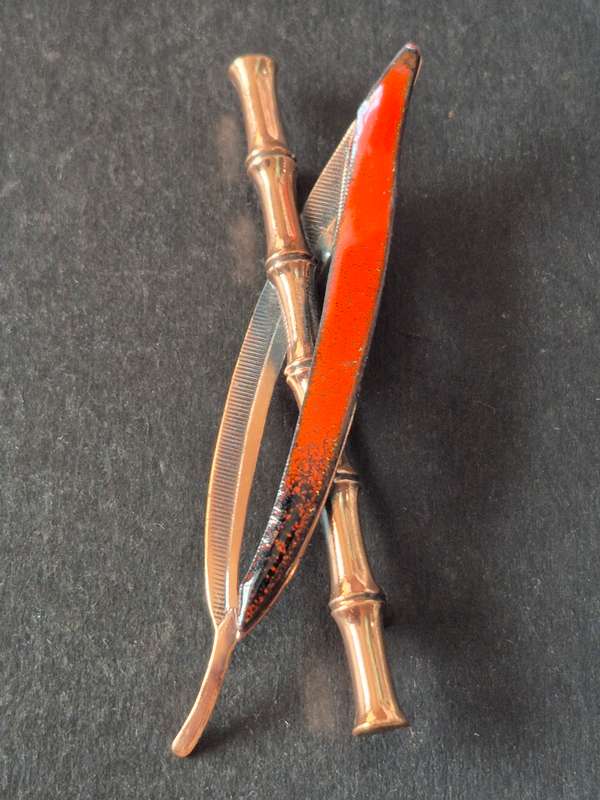 Matisse Ranoir Copper Enamel Bamboo Brooch Pin