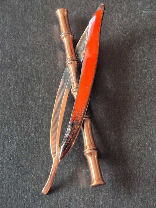Matisse Ranoir Copper Enamel Bamboo Brooch Pin