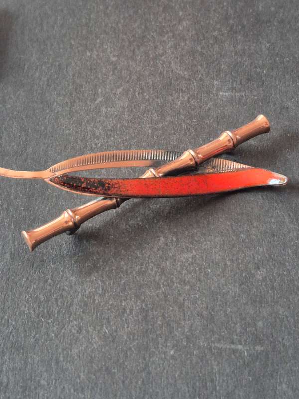 Matisse Ranoir Copper Enamel Bamboo Brooch Pin