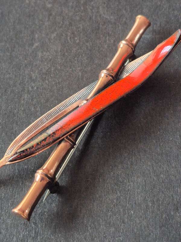 Matisse Ranoir Copper Enamel Bamboo Brooch Pin
