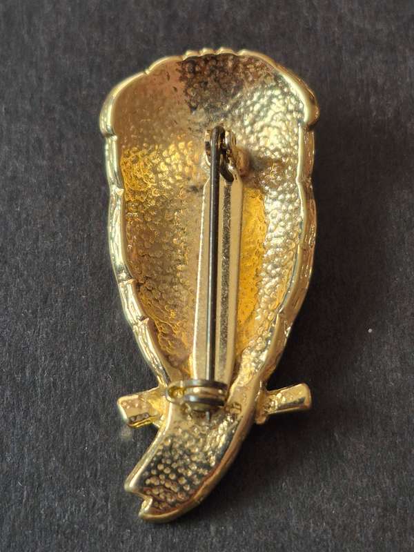 Vintage Two Tone Enamel Owl Brooch