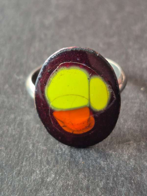 Vintage Enamel Adjutable Ring
