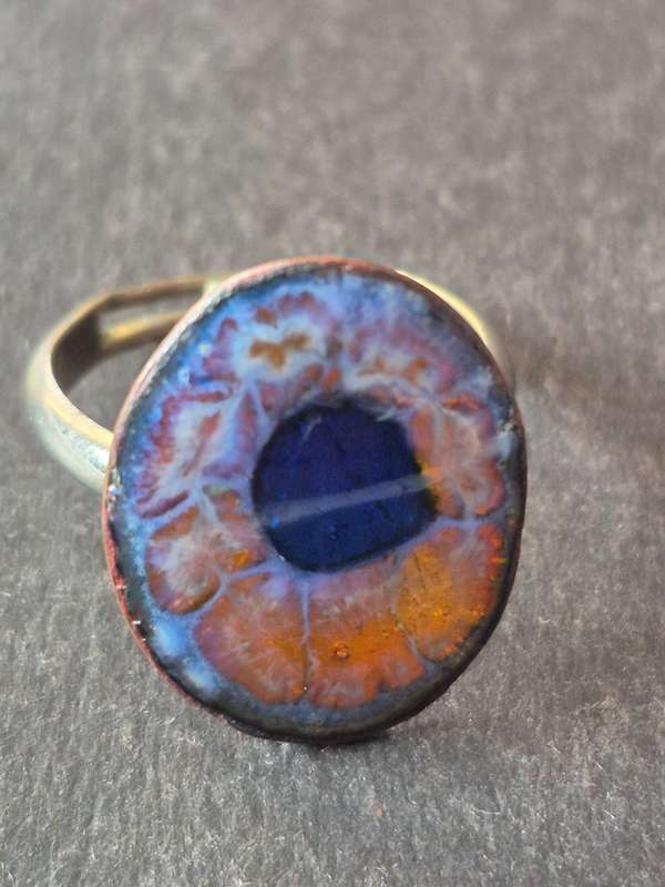 Vintage Enamel Adjutable Ring
