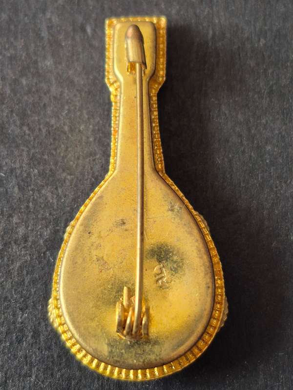 Vintage Micro Mosaic Glass Mandolin Handmade Italian Brooch Pin Millefiori Italy