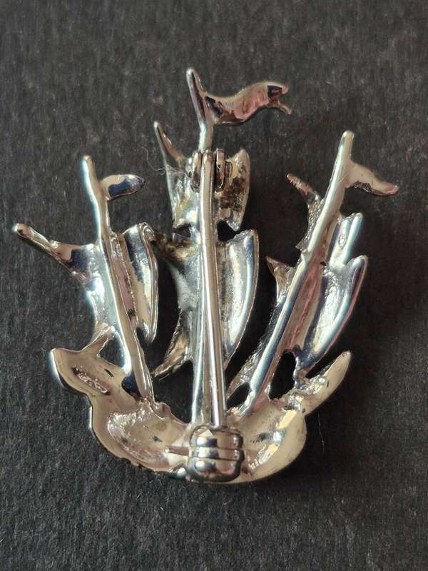 Black Enamel Sea Sail Boat Brooch