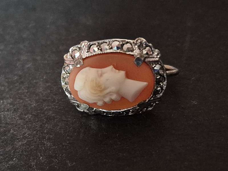 Vintage Cameo Sterling Silver Earrings 4.9g