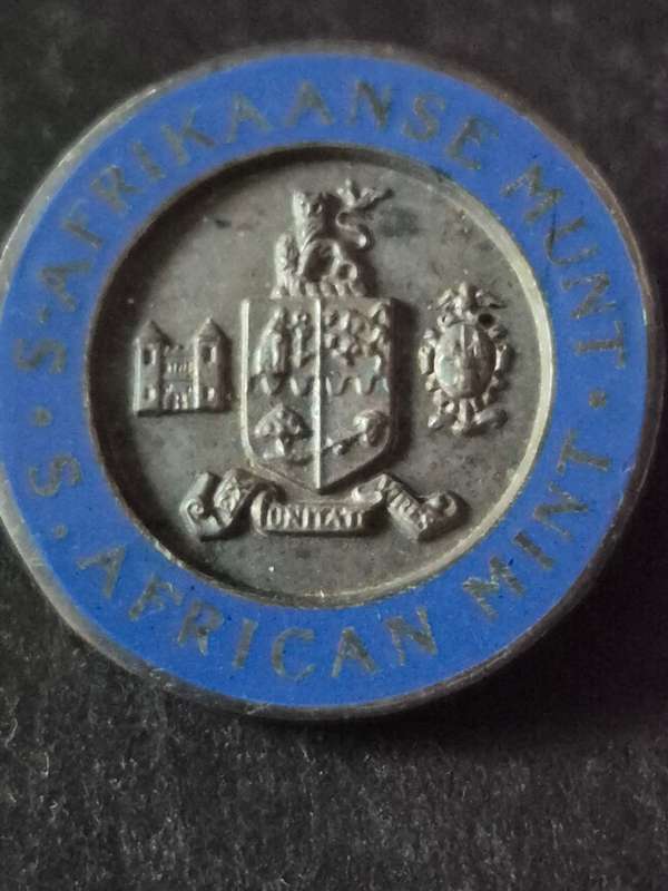 Rare South African Mint Enamel Badge Sterling Silver