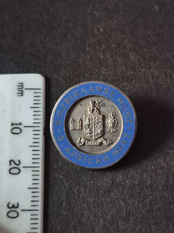 Rare South African Mint Enamel Badge Sterling Silver