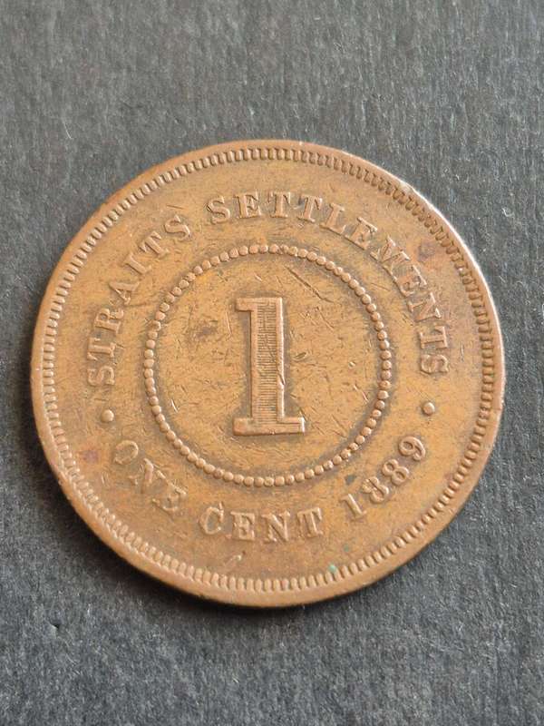Strait Settlements One Cent 1889 Queen Victoria