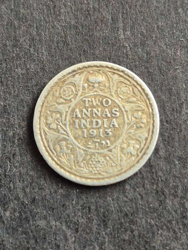 India 2 Annas 1913 Silver