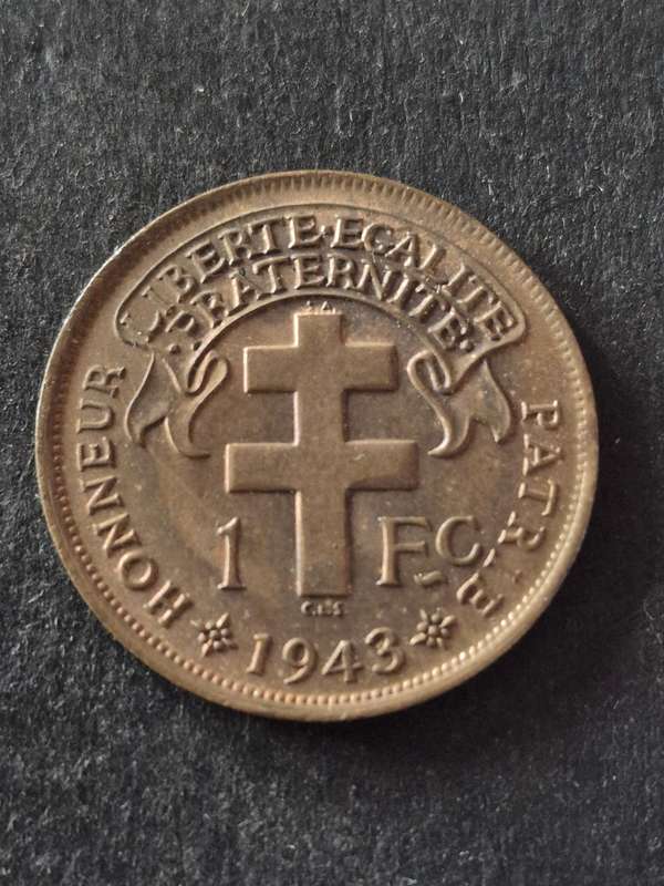 French Equatorial Africa One Franc 1943 (excellent condition)