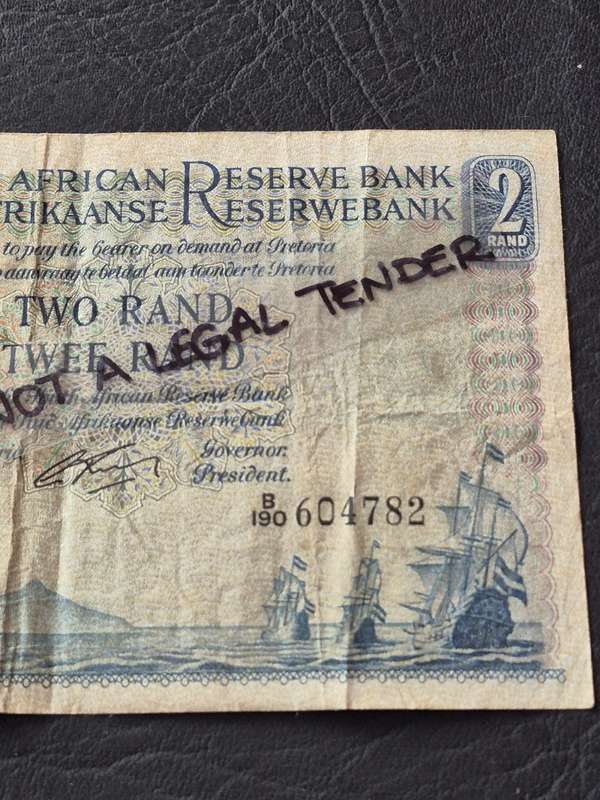 G Rissik Two Rand 1st issue 1962 English/Afrikaans