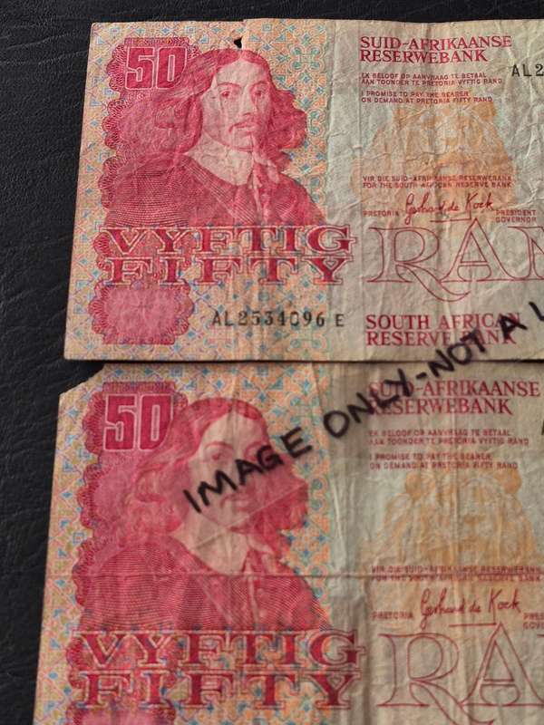2 x GPC de Kock Fifty Rands (tears) Filler Notes