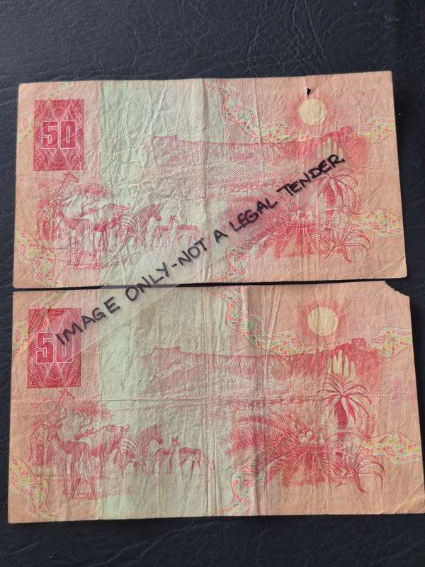 2 x GPC de Kock Fifty Rands (tears) Filler Notes