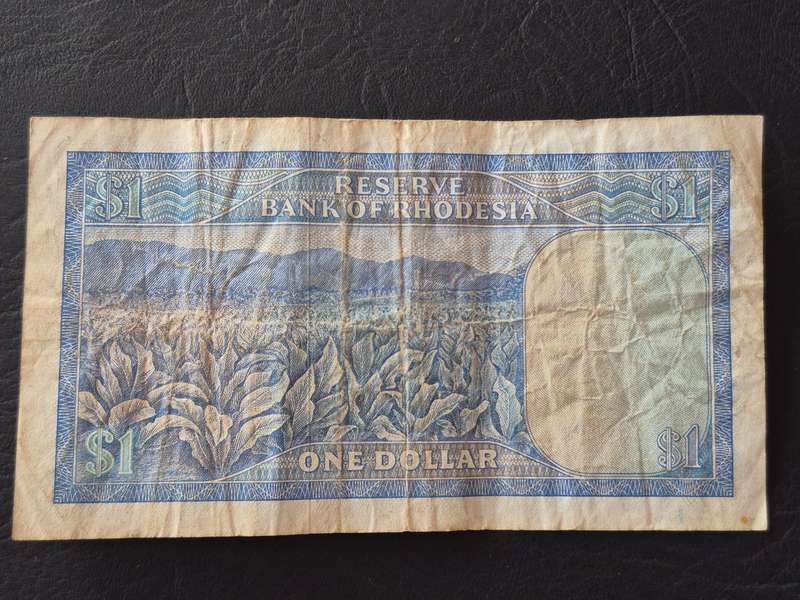 Reserve Bank of Rhodesia One Dollar Salisbury 1970 Rhodes Watermark