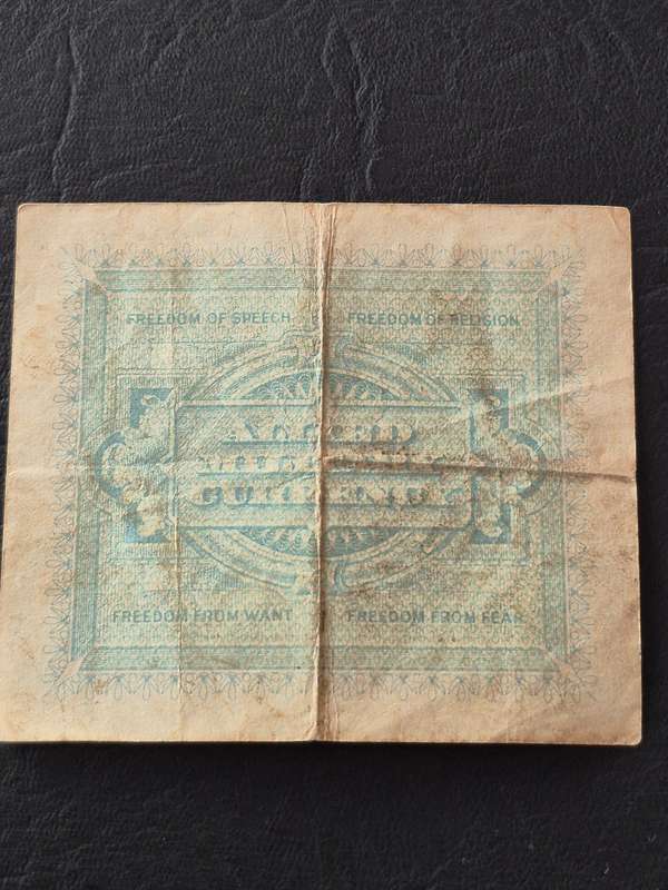 Italy One Lire 1943 Allied Military Currency