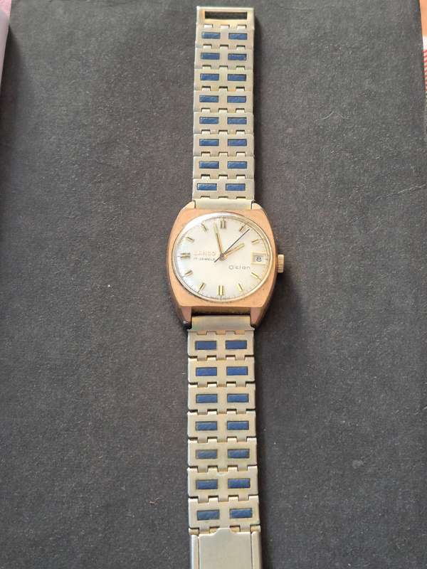 Vintage Men's Lanco 17 Jewels Day Date Mechanical Wrist Watch (runs- needs to be serviced)