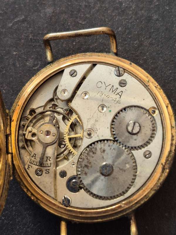 Vintage Gold Plated Cyma Wrist Watch (not working)