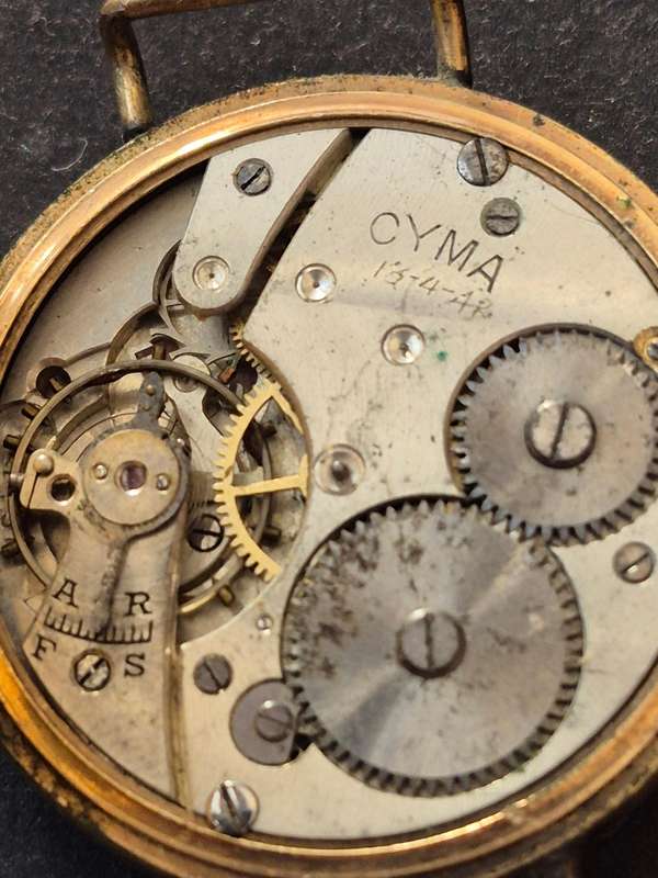 Vintage Gold Plated Cyma Wrist Watch (not working)