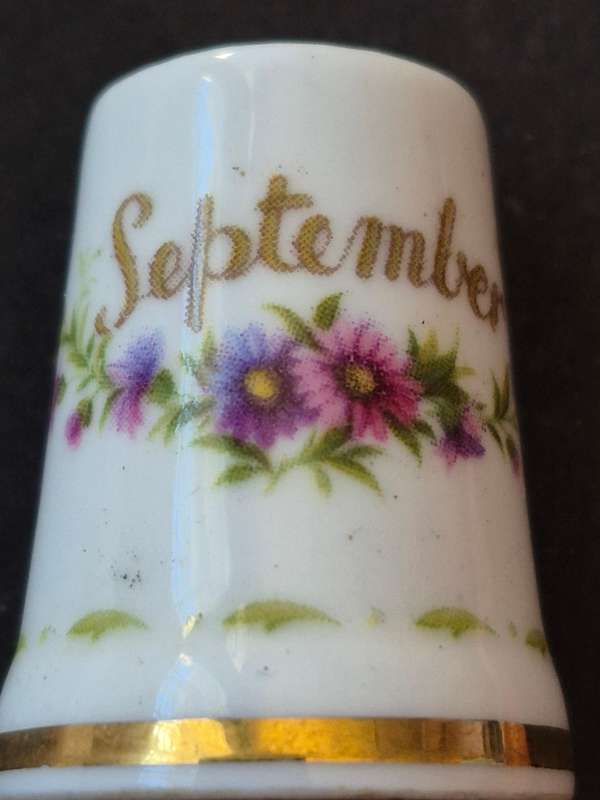 Royal Albert Fine Bone China Thimble "September " Flower of the Month