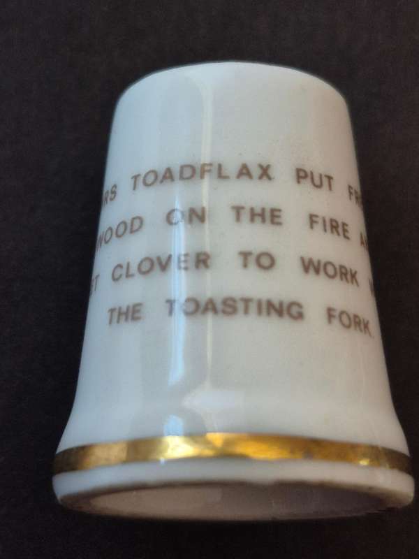 Royal Doulton "Winter" Jill  Barklem Thimble 1983 Clover Toasting Bread
