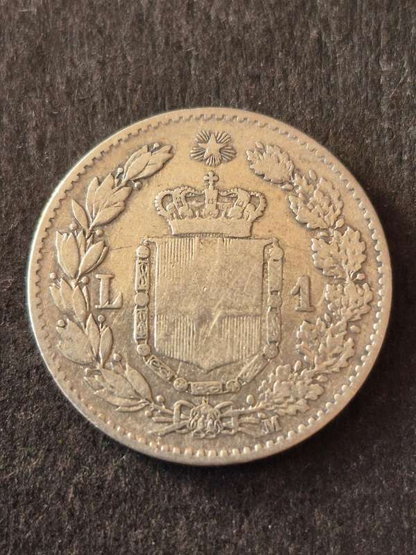 Italy One Lire 1887 Silver