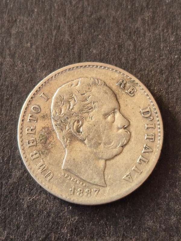 Italy One Lire 1887 Silver