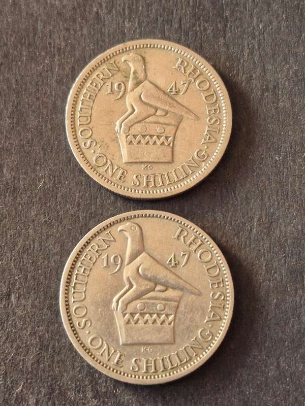2 x Rhodesia One Shillings 1947