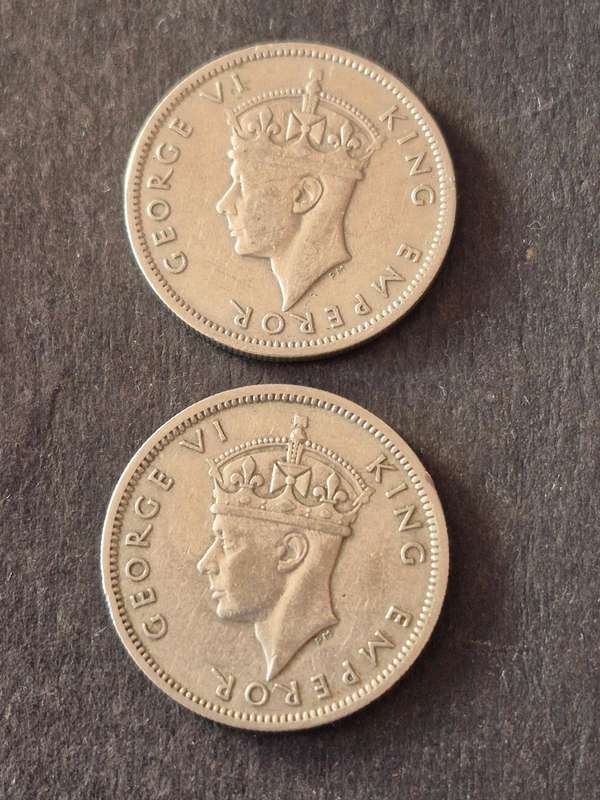 2 x Rhodesia One Shillings 1947