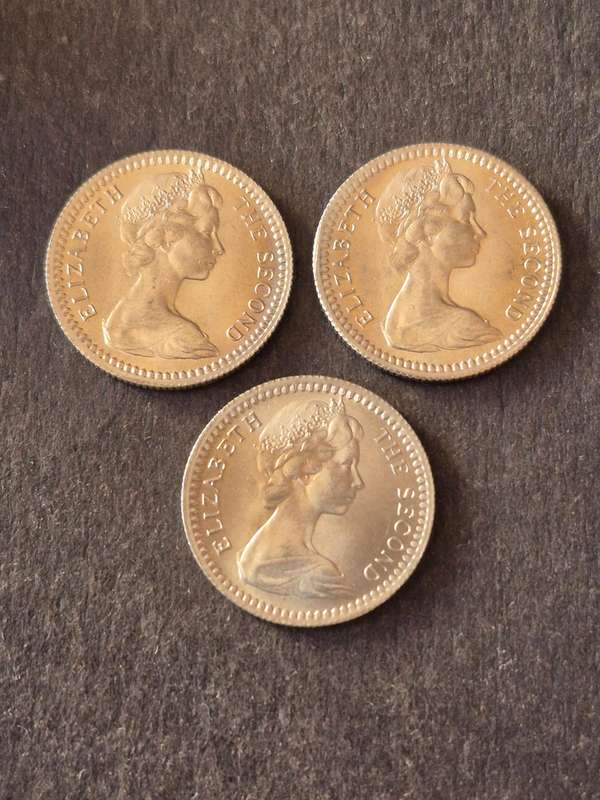 3 x Rhodesia 5 Cents 1964 UNC