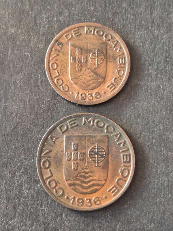 Republica Portuguesa Mozambique 10 & 20 Centavos 1936 (excellent condition)