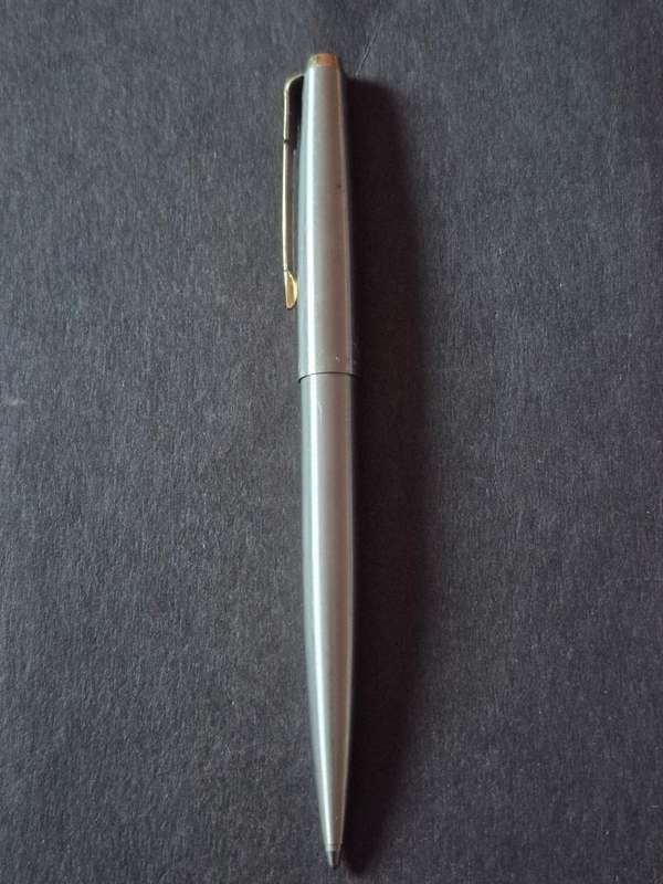 Vintage Parker Pen Stainless Steel Steel Flighter Gold Plated- made in England (engraved)