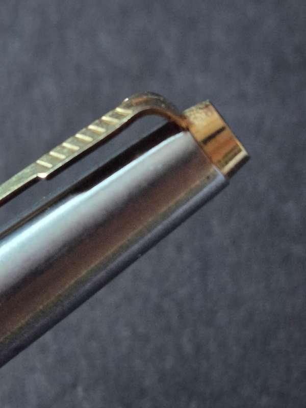 Vintage Parker Pen Stainless Steel Steel Flighter Gold Plated- made in England (engraved)