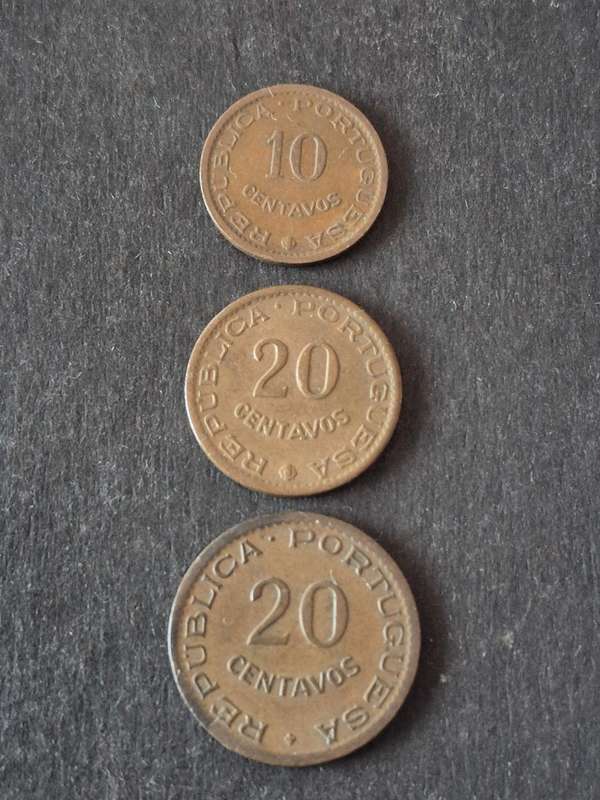 Republica Portuguesa Mozambique 10 Centavos 1960, 20 Centavos 1961, 20 Centavos 1950