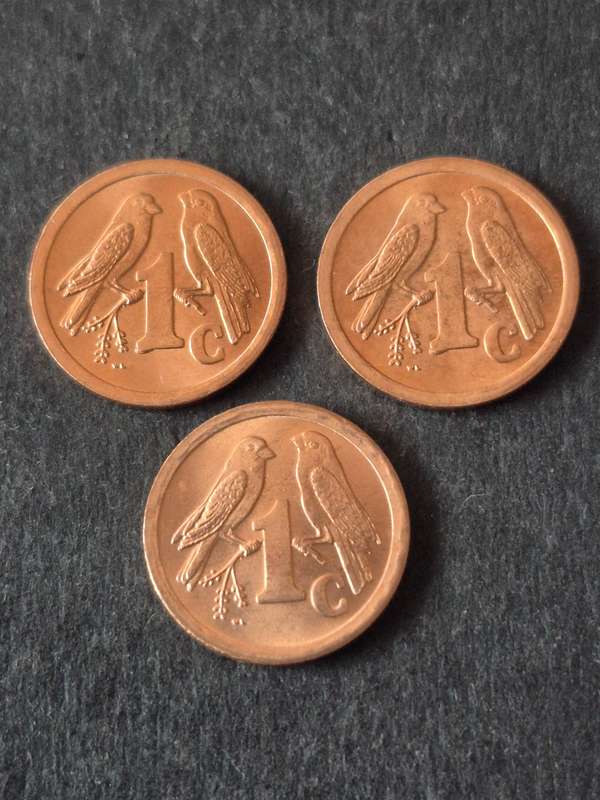 3 x SA One Cents 1990 BU