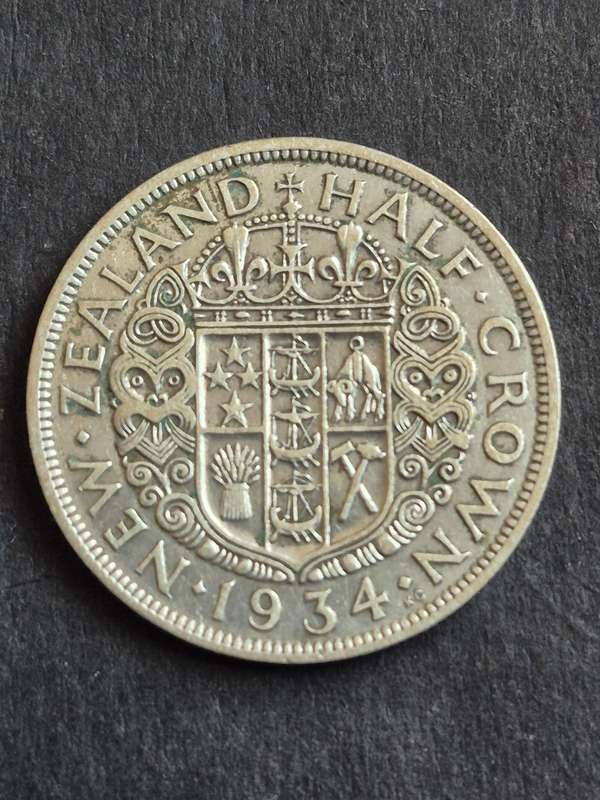 New Zealand 1/2 Crown 1934 Silver