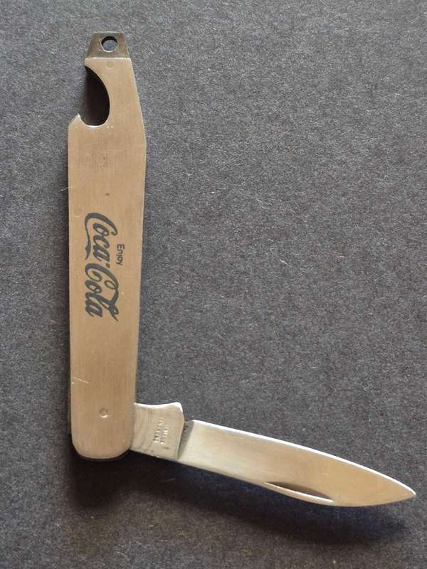 Vintage Coca Cola Bottle Opener and Pen Knife Hong Kong - Stainless Steel