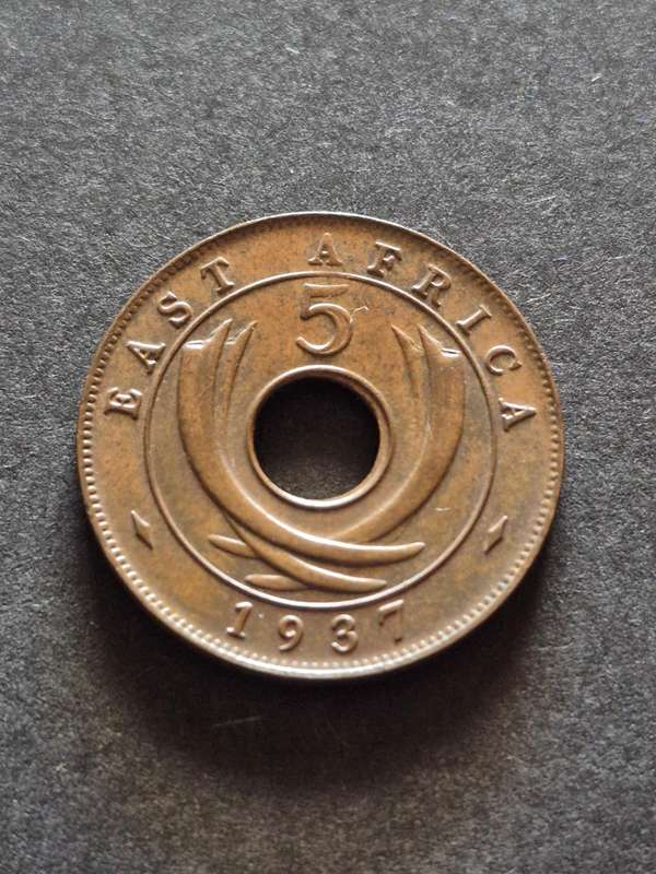East Africa 5 Cents 1937 EF+/UNC