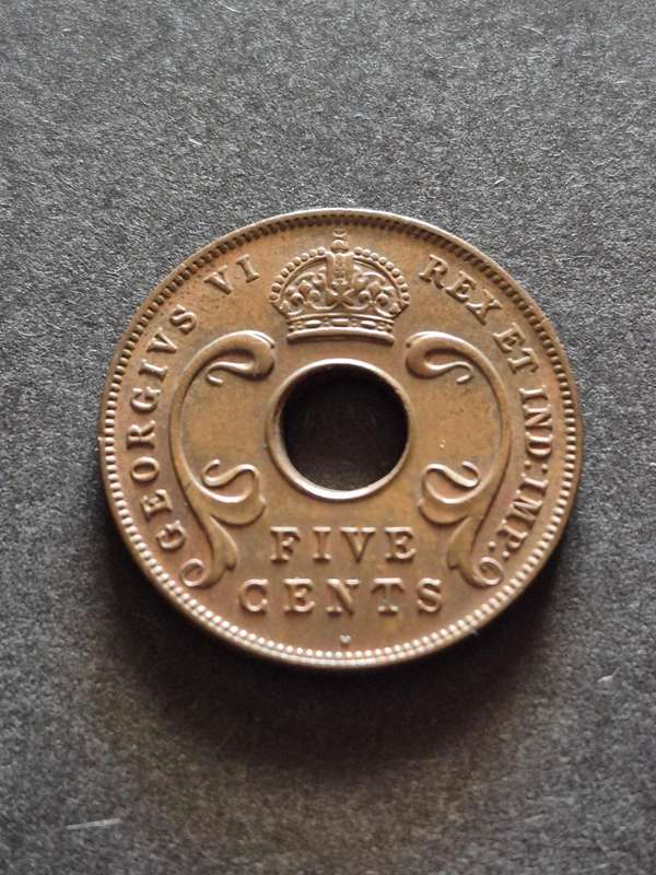 East Africa 5 Cents 1937 EF+/UNC
