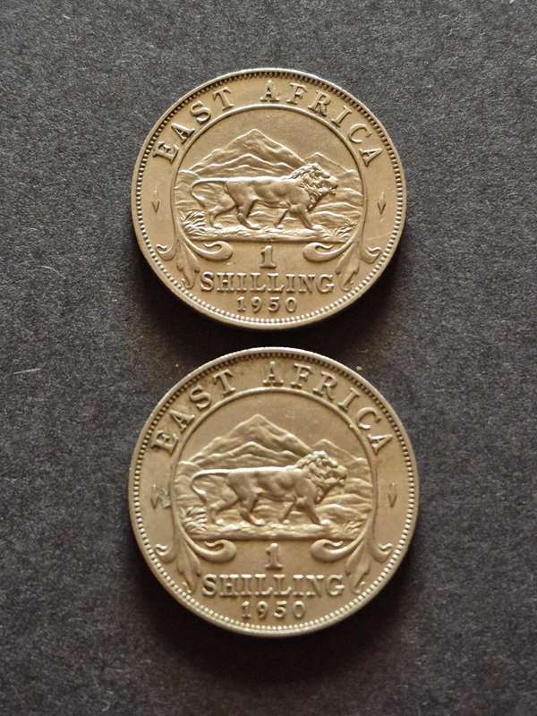 2 X East Africa One Shilling 1950