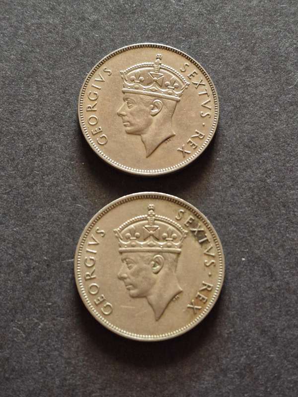 2 X East Africa One Shilling 1950