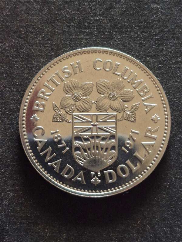 British Columbia Canada Dollar 1871-1971 QE2 (prooflike)